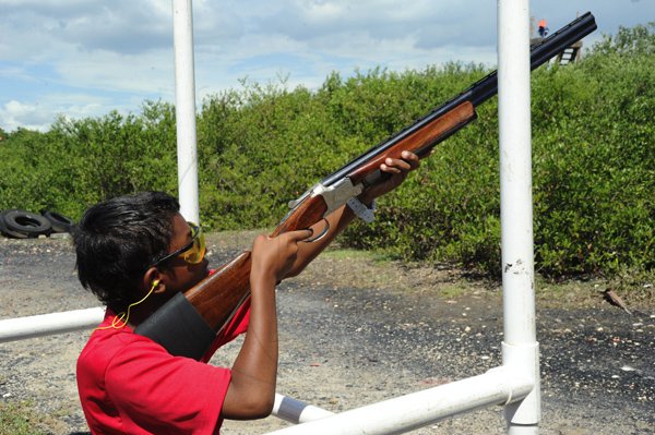 Norman Grindley/Chief Photographer
Campion College's Danzell Knight performs in the 10 to 12 category of ClayFeva, Proven SportsFeva 2012 first event, held at the Jamaica Skeet Club in Portmore, St Catherine November 4, 2012.