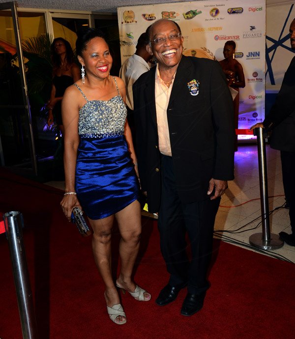 Winston Sill/Freelance Photographer
The 53rd  RJR National Sportsman and Sportswoman of the Year 2013  Awards Ceremony, held at the Jamaica Pegasus Hotel, New Kingston on Friday night January 10, 2014. Here are Trudy Williams (left); and UTech's  Prof. Errol Morrison (right) pose for our camera.
