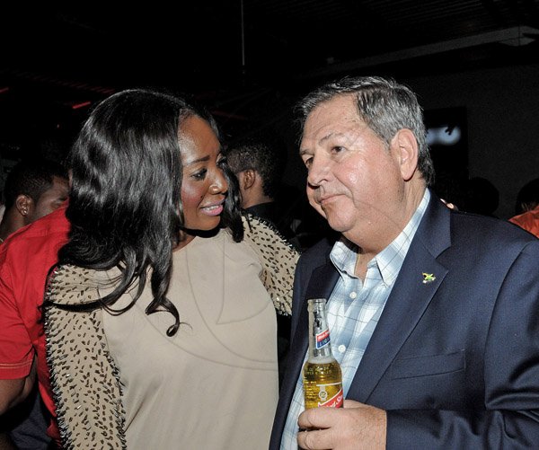 Winston Sill/Freelance Photographer
Reggae Sumfest 2013 Launch Party, held at Macau Restaurant and Bar, Lindsey Crescent on Tuesday night July 2, 2013. Here are Ashley Martin (left); and Brian Pengelley (right),  President, JMA and of Red Stripe.