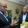 Rudolph Brown/Photographer
Business Desk
Brian George,(left) President and CEO chat with Directors Georgios Sampson (right) and Curtis Martin at the Supreme Ventures Ltd AGM at Knutsford Court Hotel in Kingston on Monday, June 3, 2013