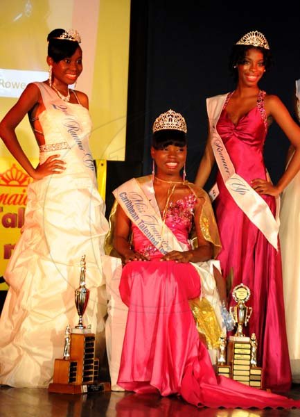 Winston Sill/Freelance Photographer
Miss Jamaica Caribbean Talented Teen 2013 show and coronation, held at Louise Bennett Garden Theatre, Hope Road on Sunday night September 1, 2013. Here are Cornelia Waugh (left), 3rd place; Josselle Fisher (centre), winner; and Danea Reid (right), 2nd place.
