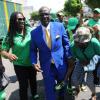 Jermaine Barnaby/Freelance Photographer
Desmond McKenzie as he arrives with supporters at  the state opening of Parliament at Gordon House on Thursday April 14, 2016.
