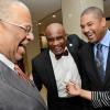 Rudolph Brown/ Photographer
Minister of Finance and Planning Peter Phillips, Fritz Pinnock, Member of Parliament Mikael Phillips and ... shares a laugh at The Gleaner's Honour Awards.