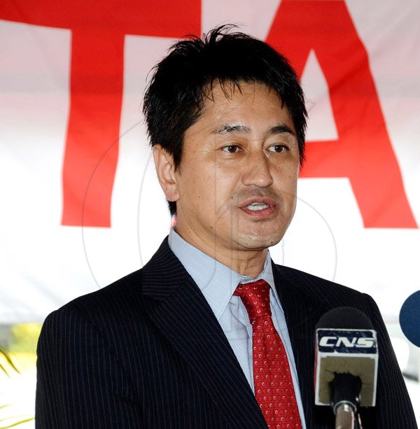 Winston Sill/Freelance Photographer
BUSINESS DESK:----- Toyota Jamaica host Ground Breaking Ceremony for the construction of a  New Branch, held at Old Hope Road, St. Andrew on Wednesday January 28, 2015. Here is Hiroshi Kitahara, General Manager, Toyota Tsusho America, Inc..