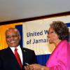 Winston Sill/Freelance Photographer
United Way of Jamaica annual Nation Builders'  Awards and  Employee Awards Ceremony, Held at the Jamaica Pegasus Hotel, New Kingston on Thursday September 11, 2014. Here are Sir Kenneth Hall (left); and Lady Rheima Hall (right).
