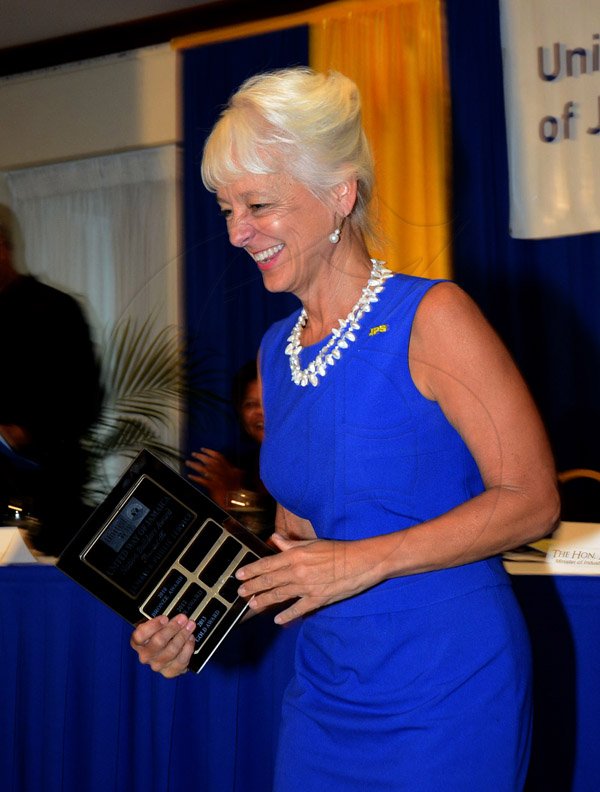 Winston Sill/Freelance Photographer
United Way of Jamaica annual Nation Builders'  Awards and  Employee Awards Ceremony, Held at the Jamaica Pegasus Hotel, New Kingston on Thursday September 11, 2014. Here is Kelly Tomblin, CEO, JPS.