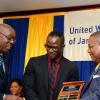 Winston Sill/Freelance Photographer
United Way of Jamaica annual Nation Builders'  Awards and  Employee Awards Ceremony, Held at the Jamaica Pegasus Hotel, New Kingston on Thursday September 11, 2014. Here are Ian Forbes (left), Chairman, United Way of Jamaica; Marcus Steele (centre), Managing Director, Carreras Limited; and Minister Anthony Hylton (right). Carreras Limited won the Highest Corporate Donor Award.