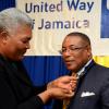 Winston Sill/Freelance Photographer
United Way of Jamaica annual Nation Builders'  Awards and  Employee Awards Ceremony, Held at the Jamaica Pegasus Hotel, New Kingston on Thursday September 11, 2014. Here are Winsome Wilkins (left), CEO, United Way of Jamaica; and Minister Anthony Hylton (right).