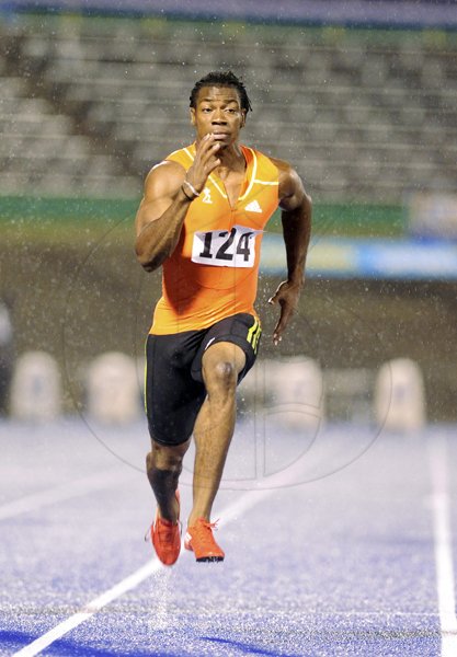 Ricardo Makyn/Staff Photographer.
Yohan Blake winner of the Mens  100 Meter in a time of 9.90 Seconds   at the Utech Classics held at the National Stadium on Saturday 15.4.2012