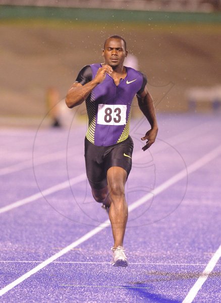 Ricardo Makyn/Staff Photographer.
Nesta Carter winning the His heat in the Mens 200  Meter   at the Utech Classics held at the National Stadium on Saturday 15.4.2012