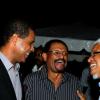 Winston Sill / Freelance Photographer
UWI Vice Chancellor Prof. Nigel Harris host Christmas Party, held at Long Mountain Road, UWI, Mona on Thursday night December 8, 2011. Here are Tanny Shirley (left); Dr. Trevor McCartney?? (centre); and Prof Harris (right).