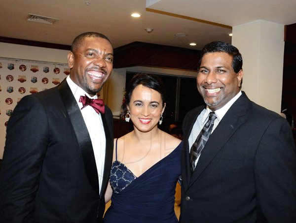 Winston Sill/Freelance Photographer
The West Indies Cricket Board Inc. (WICB) and The West Indies Players Association (WIPA) presents the WICB/WIPA 2nd Annual Awards Ceremony, held at the Jamaica Pegasus Hotel, New Kingston on Thursday night June 5, 2014. Here are Dave Cameron (left); Toni Sirju Ramnarine (centre); and Dinanath Ramnarine (right).