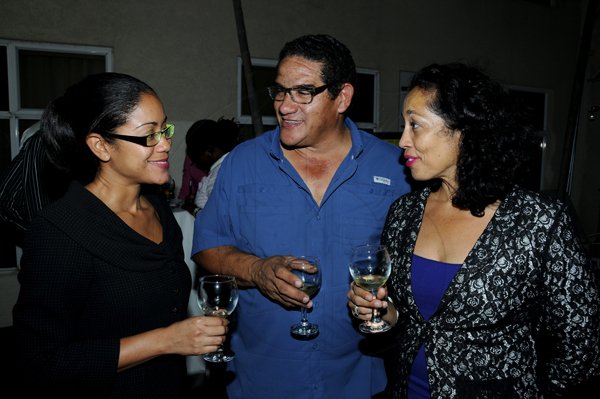 Winston Sill / Freelance Photographer
Spanish Court Hotel and J. Wray and Nephew  presents Wine Tasting Mondays, held at Spanish Court Hotel, St. Lucia Avenue, New Kingston on Monday night November 26, 2012. Here are Lee-Ann Godfrey (left); Percy Hussey (centre); and Eleaner Hussey (right).