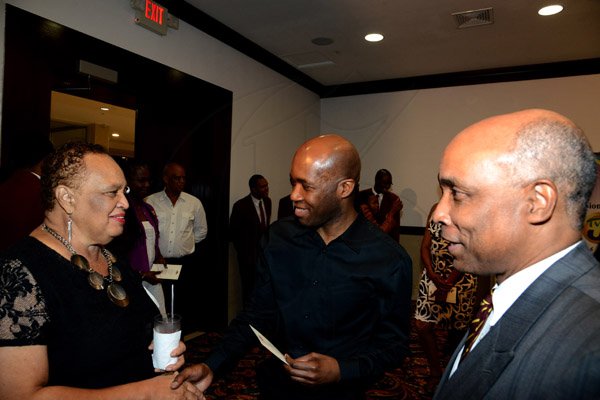 Winston Sill/Freelance Photographer
PUBLIC AFFAIRS DESK:-----Barbara Gloudon (left) meets Troy Powell (centre) artistic director Ailey II. Looking on is Christopher Samuda.
Wolmers Trust presents the Media Launch of Ailey2, held at the Jamaica Pegasus Hotel, New Kingston on Thursday night may 29, 2014.