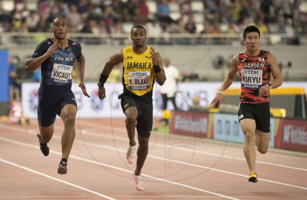 Yohan Blake of Jamaica wins his heat in the 100m event2019 IAAF World Athletic Championships at the Khalifa International Stadium in Doha, Qatar on Friday September 27, 2019