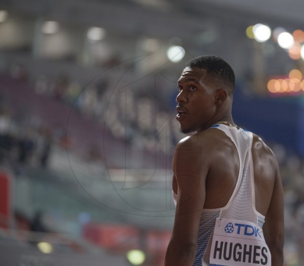 Zharnel Hughes moments after winning his heat in the 100m Mens event.2019 IAAF World Athletic Championships at the Khalifa International Stadium in Doha, Qatar on Friday September 27, 2019