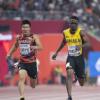 Tyquendo Tracey competes in the mens 100m semi finals in the