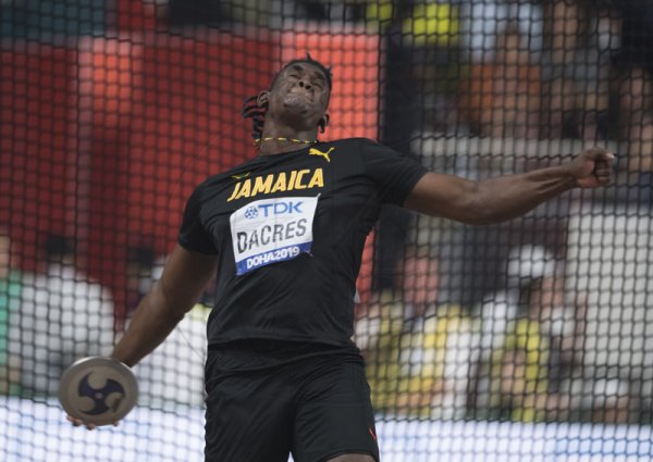Fedrick Dacres competes in the discus final at the