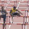 Orlando Bennet competing in the 110m hurdle event at the