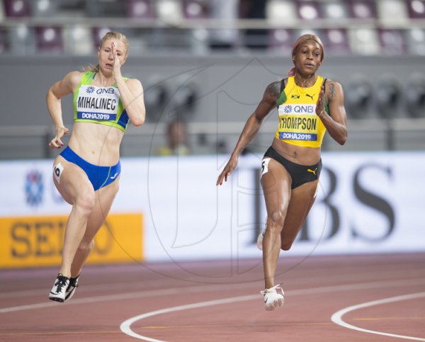 Elaine Thompson competing in her heat of the 200m women even at the