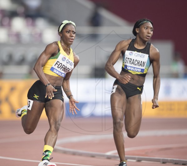 Sashalee Forbes of jamaica competing in heat 1 of the Women 200m event at 2019 IAAF World Athletic Championships held at the Khalifa International Stadium in Doha, Qatar on Monday September 30, 2019.