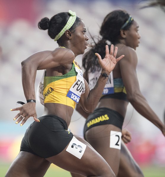 Sashalee Forbes of jamaica competing in heat 1 of the Women 200m event at 2019 IAAF World Athletic Championships held at the Khalifa International Stadium in Doha, Qatar on Monday September 30, 2019.