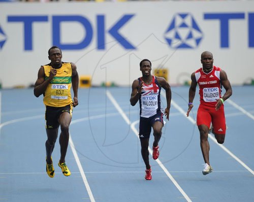 Ricardo Makyn/Staff Photographer                                   Usain Bolt 200m Semis in Daegu.Sept.2,2011