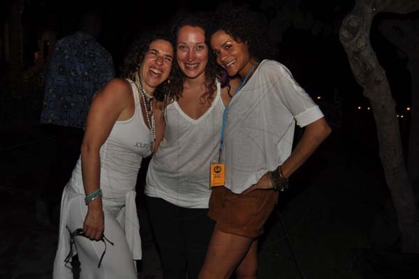 Janet Silvera Photo
 
From L- Intention Setting and Journey Dance instructor, Toni Bergins, Kim Moon, organiser and Sara 'Sezi' Silvera singer at the Caribbean Yoga Conference yogi's beach party on the Sugar Mill beach at the Hilton Rose Hall Resort and Spa, Montego Bay last Thursday night
