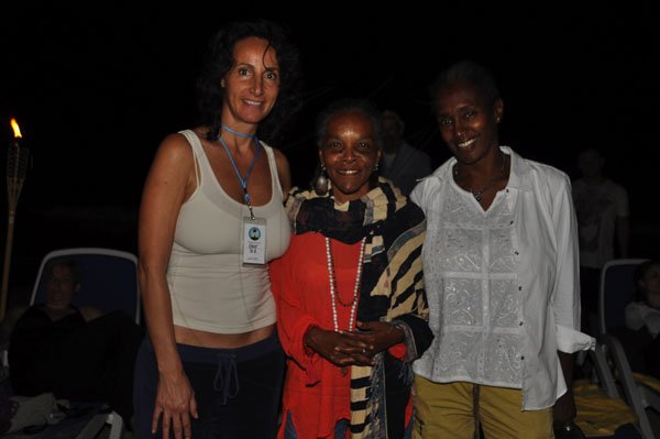 Janet Silvera Photo
 
From L- Dr. Etti Ben-Zion, instructor Gaia Budhai and June Naylor at the Caribbean Yoga Conference yogi's beach party on the Sugar Mill beach at the Hilton Rose Hall Resort and Spa, Montego Bay last Thursday night